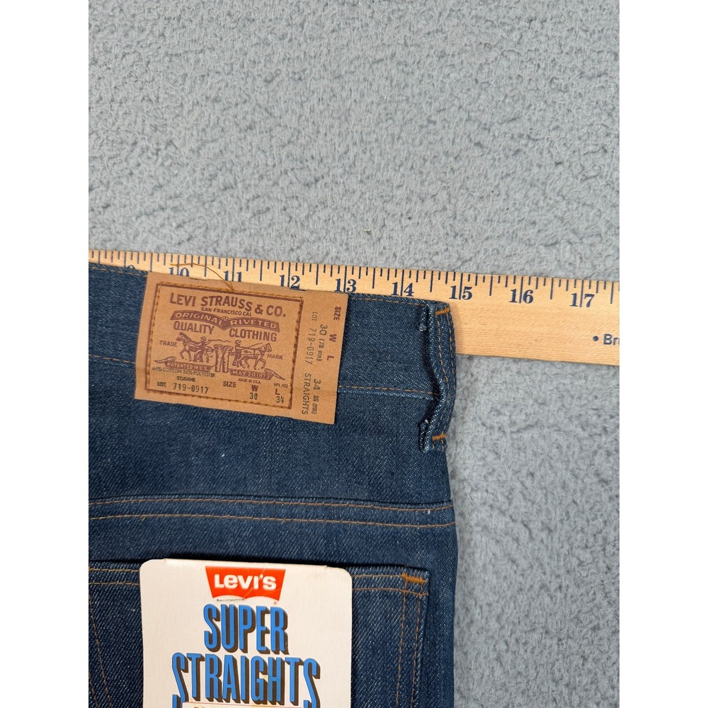 Vintage Levis Jeans Men 30x34 (Fit 28x34) Deadstock USA Super Straights 70s 80s - Picture 11 of 16